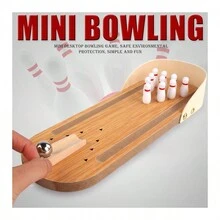 桌上迷你保齡球遊戲套裝,有趣的白象禮物,木製迷你保齡球套裝適用於家庭辦公桌玩具,減壓小玩具,滿足男女青少年和同事的趣味禮物 - 薑色 - 查看 6