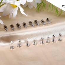 8 Pairs Titanium Steel Stud Earrings For Women Men Hypoallergenic Flat Back Stud Earrings For Sensitive Ears 20 Gauge Surgical Steel Cartilage Earring Opal CZ Pearl Small Nap Sleeper Earrings