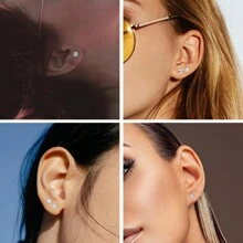 8 Pairs Titanium Steel Stud Earrings For Women Men Hypoallergenic Flat Back Stud Earrings For Sensitive Ears 20 Gauge Surgical Steel Cartilage Earring Opal CZ Pearl Small Nap Sleeper Earrings