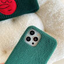 1入實色羊毛編織款式的貝殼，適用於iPhone 14 13 12 11 Xs Pro Max Xr 7 Plus - 綠色 - 查看 6