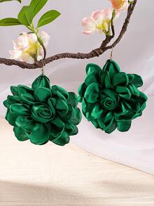 1對24年歐美風格時尚獨特高端綠色3d仿真花卉耳環女適合生日派對、節日、派對、日常佩戴 - 綠色 - 查看 2
