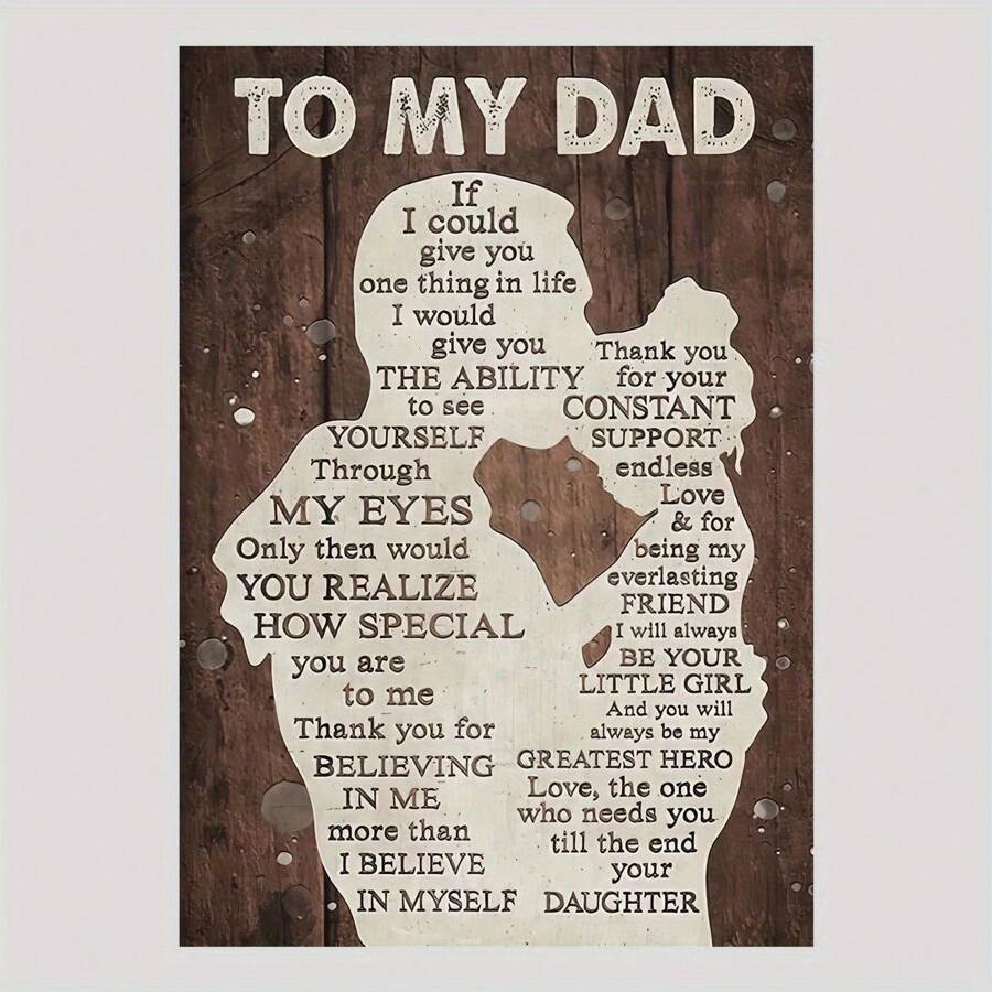帶有「如果我能在生命中給你一件事,我會給你透過我的眼睛看到自己的能力」引言的1入裝帆布牆藝術海報,適用於家中辦公室農舍廚房客廳臥室牆壁裝飾,作為父親的女兒的禮物,不含相框 - 彩色 - 查看 1