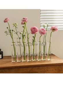 8pcs/Set Transparent Hydroponic Test Tube Flower Vase, Bendable Decorative Vase For Fresh Flowers - Clear - View 6