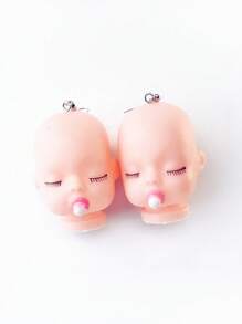2 件裝歐美風格樹脂新奇奶嘴娃娃頭耳環女式萬聖節禮物酒吧 - 彩色 - 查看 1