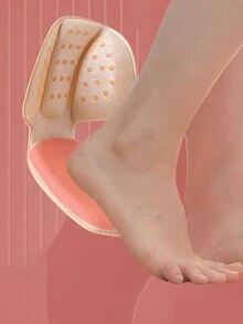 2pcs Fabric High Heel Shoe Pads With Soft Sole For Comfort And Anti-Slip, Prevent Heel Slipping And Prevent Grinding Anti-Slip Half Code Pad 2-In-1 Heel Sticker - Beige - View 3