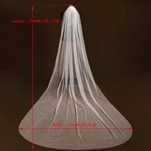 1 件新娘仿珍珠头纱复古拖尾头纱串珠婚礼摄影配饰 - 米色 - 查看 9