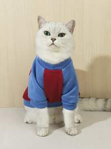 1 Piece Polyester Spider Pattern Red And Blue Color Matching Casual Pet Sweatshirt For Cats And Dogs Suitable For Indoor And Outdoor Use