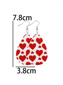 9對情人節木製雙面印花吊掛耳環,配有可愛的精靈、愛心、嘴唇、心形、西部牛仔、豹紋、格子、條紋、斑馬紋和野外風格單色耳環,適合女性 - 9件套裝 - 查看 8