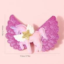 1 件裝彩色可愛獨角獸髮飾天使翅膀女孩髮夾 - 紫色 - 查看 3