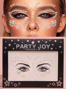 Party Joy 1個眼、臉部蝴蝶面具貼紙,用於節日派對,性感鑽石膠貼紙,樹脂寶石貼紙,暫時紋身胸貼,適用於裝飾化妝舞蹈 - 彩色 - 查看 1