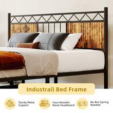 Twin Size Metal Bed Frame With Headboard, 14 Inch Mattress Foundation With Steel Slat Support, Premium Support, 13 Inch Under-Bed Storage, Noise Free, No Box Spring Needed, Black,White - màu đen - Xem 4