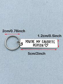 Unisex Heart & Slogan Chi tiết Hình chữ nhật Móc khóa thời trang quyến rũ để làm quà tặng - Bạc - Xem 7