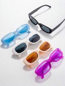 5pcs/Set Unisex Cat Eye Oval Frame Y2k Fashion Glasses Suitable For Outdoor Travel, Parties, Gatherings - Multicolor - View 1