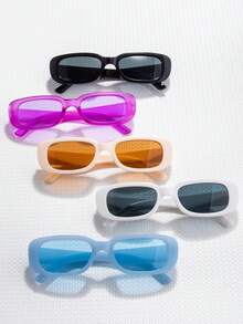 5pcs/Set Unisex Cat Eye Oval Frame Y2k Fashion Glasses Suitable For Outdoor Travel, Parties, Gatherings - Multicolor - View 2