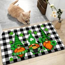 1 件聖派翠克節無臉侏儒三葉草印花裝飾防滑地墊長款柔軟舒適站立墊臥室廚房客廳走廊吸水防滑墊入口門墊家居裝飾 - StyleB - 查看 9