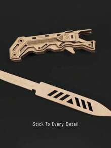 1pc Random Color And Style 3d Jigsaw Puzzle Woodworking Craft Folding Butterfly Knife, Diy Assembling Creative Decompression Toy Without Damage - Apricot - View 10