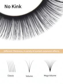 Lashtalk 1盒经典单簇假睫毛，8-15毫米，浓密自然柔软，专业沙龙品质睫毛嫁接 - 黑色 - 查看 3