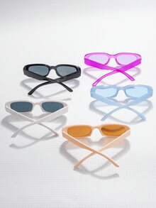 5pcs/Set Unisex Cat Eye Oval Frame Y2k Fashion Glasses Suitable For Outdoor Travel, Parties, Gatherings - Multicolor - View 4