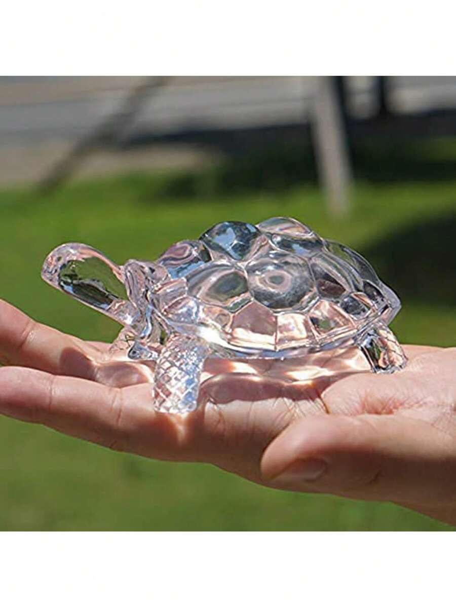 1 件玻璃烏龜雕像,微型烏龜雕像,幸運風水裝飾品,適合家庭辦公桌裝飾配件婚禮、家居裝飾、母親節禮物、聖誕禮物 - 白色 - 查看 1