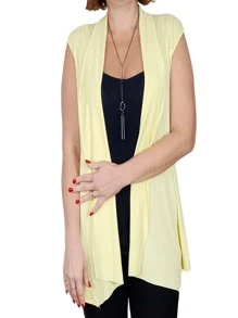 Women Sweater Vests - 黃色 - 查看 4