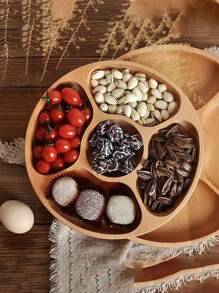 1入竹製分隔托盤,適用於水果、燒烤和旅館服務,圓形茶杯托盤 - 杏色 - 查看 1