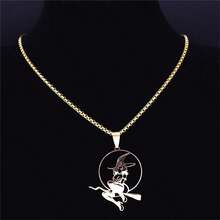 Craft Sexy  Woman Broom Stainless Steel Necklaces Wicca Necklaces Gift Jewelry - Silver - View 2