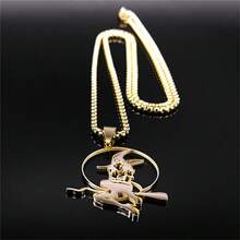 Craft Sexy  Woman Broom Stainless Steel Necklaces Wicca Necklaces Gift Jewelry - Silver - View 5