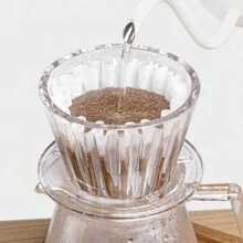 1 Box Of Hand Drip Coffee Filter Paper, Conical Drip Fan & Bowl Shaped Wood Pulp Paper For Moka Pot & Coffee Back To School