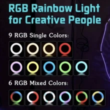 1pc RGB LED Ring Light, 10inch With Table Tripod Stand For Camera Phone Selfie Video Dimmable Makeup Video Live Stream Studio You - Style 4 - View 4