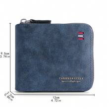 Portafoglio retrò alla moda da uomo con cerniera, multifunzionale, porta carte di credito e fermasoldi, adatto ai giovani, con colori a contrasto, versatile, alta capacità, stile vintage, portafoglio da uomo