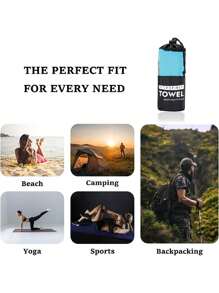 浅蓝色多尺寸超柔软透气吸水户外运动超细纤维毛巾，速干毛巾，适合户外活动、沙滩瑜伽、跑步、便携、户外旅行、健身露营用品沙滩必需品，沙滩巾 - 淺藍 - 查看 7