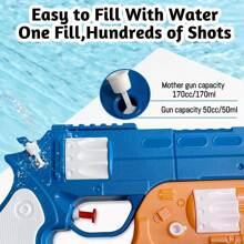 2合1噴水槍兒童夏日沙灘親子互動玩具赤足噴水玩具 - L 藍&S橙 - 查看 5