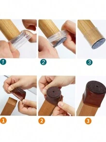 10pcs/Set Chair Leg Floor Protectors, Silicone Chair Leg Covers,Chair Leg Floor Protectors Square, Silicone Felt Furniture Leg Pads Caps Covers For Hardwood Floors,Small Floors Felt Pads Reduce Noise,Chair Leg Protectors For Hardwood Floors,Non-Slip Furniture Pads,Furniture Accessories,New Transparent Thickened Chair Leg Covers Furniture Felt Table Chair Foot Pads,Keep Your Floors Scratches Noise - Clear - View 3