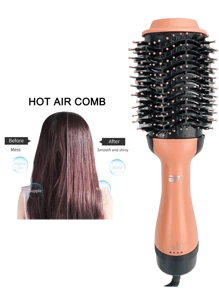 FD Secador Cepillo Aire Caliente Para Alaciado - Rosa - Ver 2