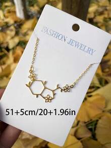 1個簡單且時尚的不銹鋼18k金鍍幾何多邊形空心掛墜項鍊,男女適用,生日禮物 - 金黃色 - 查看 2