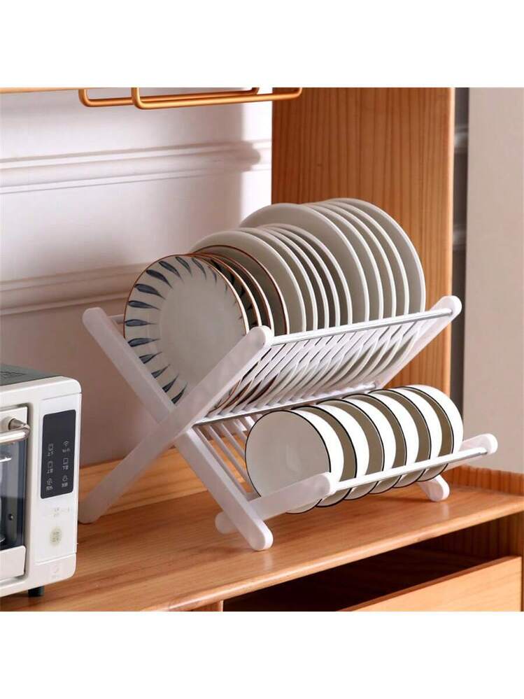 ESRADA Escurridor De Platos De 2 Niveles, Soporte Para Utensilios Y Escurridor De Platos, Doble Resistente Al óxido, Con Almohadilla Más Estable Para Encimera De Cocina, Organizador De Mostrador