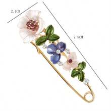 1pc Oil Drip & Rhinestone Beaded Flower Brooch, Multi-Functional Clip For Coat, Sweater, Dress Decoration Valentines,Mom,Mother,Mother's Day,Gift - Purple - View 3