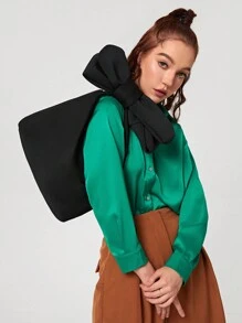 1pc Women's Bow Black Large-Capacity Handbag Can Store Change, Mobile Phone Bag, Gentle, Cute And Sweet Style Bow Handbag Wrist Bag Suitable For Daily Storage And Travel Use - Black - View 2