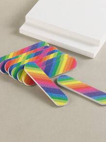 10入組彩虹雙面修甲砂輪,一次性迷你美甲銼條,打磨和拋光美甲保養工具 - 彩色 - 查看 5