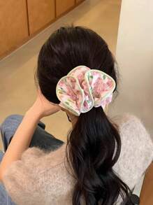 3件組花卉大號髮圈，可愛馬尾髮帶，開學季禮物髮飾彈性髮圈橡皮筋 - 彩色 - 查看 4