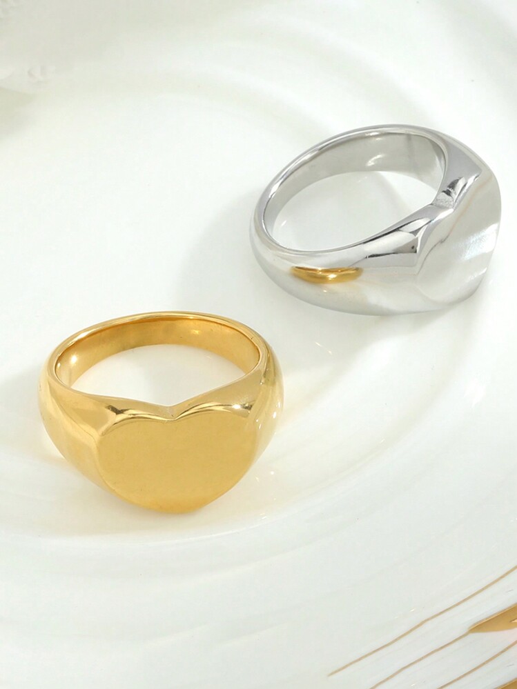1 chiếc nhẫn thép titan 14K hình trái tim nhỏ sáng bóng mịn tối giản, dành cho cả nam và nữ, thích hợp cho Ngày lễ tình nhân/Ngày của mẹ/Ngày của cha, quà tặng lãng mạn - Tình yêu lớn - Xem 3