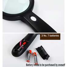 1pc Handheld Magnifier With 12 Leds For Reading, 10x Magnification With High Clarity, Perfect For Seniors, Students And Reading Enthusiasts - Black - View 7