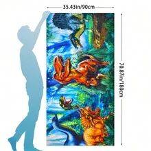 1 件恐龍沙灘巾,超細纖維超強吸水超大毛巾,非常適合旅行、游泳和瑜珈等。 - 彩色 - 查看 6