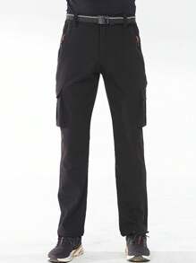 Men's Elastic Tactical Cargo Pants - Black - View 1