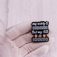 1pc Funny & Humorous Design Lapel Pin - Black - View 4