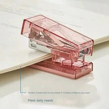 1 Pieza Mini Grapadora Transparente Linda Con Agarre Fácil Para Estudiantes (incluye 1000 Grapas) - Blanco transparente - Ver 3