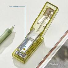 1 Pieza Mini Grapadora Transparente Linda Con Agarre Fácil Para Estudiantes (incluye 1000 Grapas) - Blanco transparente - Ver 6