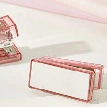 1 Pieza Mini Grapadora Transparente Linda Con Agarre Fácil Para Estudiantes (incluye 1000 Grapas) - Blanco transparente - Ver 7