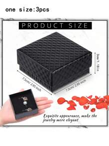 1/3/6入組方形紙板珠寶禮品盒,項鍊戒指耳環省空間收納盒,時尚珠寶包裝盒,適用於聖誕節,新年,生日,情人節禮品盒 - 黑色 - 查看 3