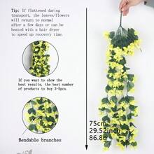 1入組模擬黃紫色藤蔓掛籃模擬紫羅蘭牆掛婚禮家居裝飾人工花卉模擬花藤庭院裝飾外窗裝飾布置